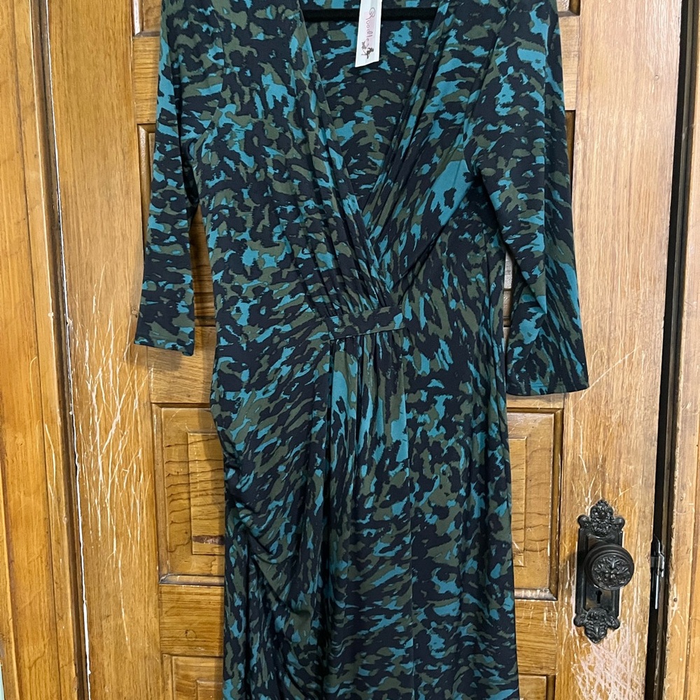 3/4 sleeve gathered waist dress